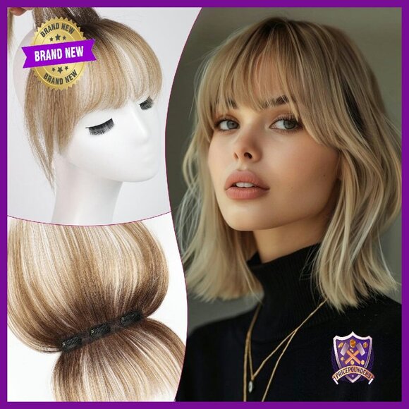 Human Hair Clip-In Bangs with Non-Slip Clips, 5 Inch Fringe main image 5
